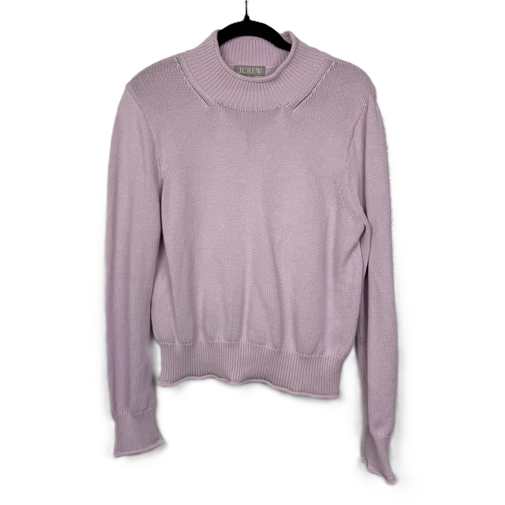 J.Crew Heritage Rollneck Cotton Sweater Peppermint Ice Lilac Purple Medium - Picture 2 of 9